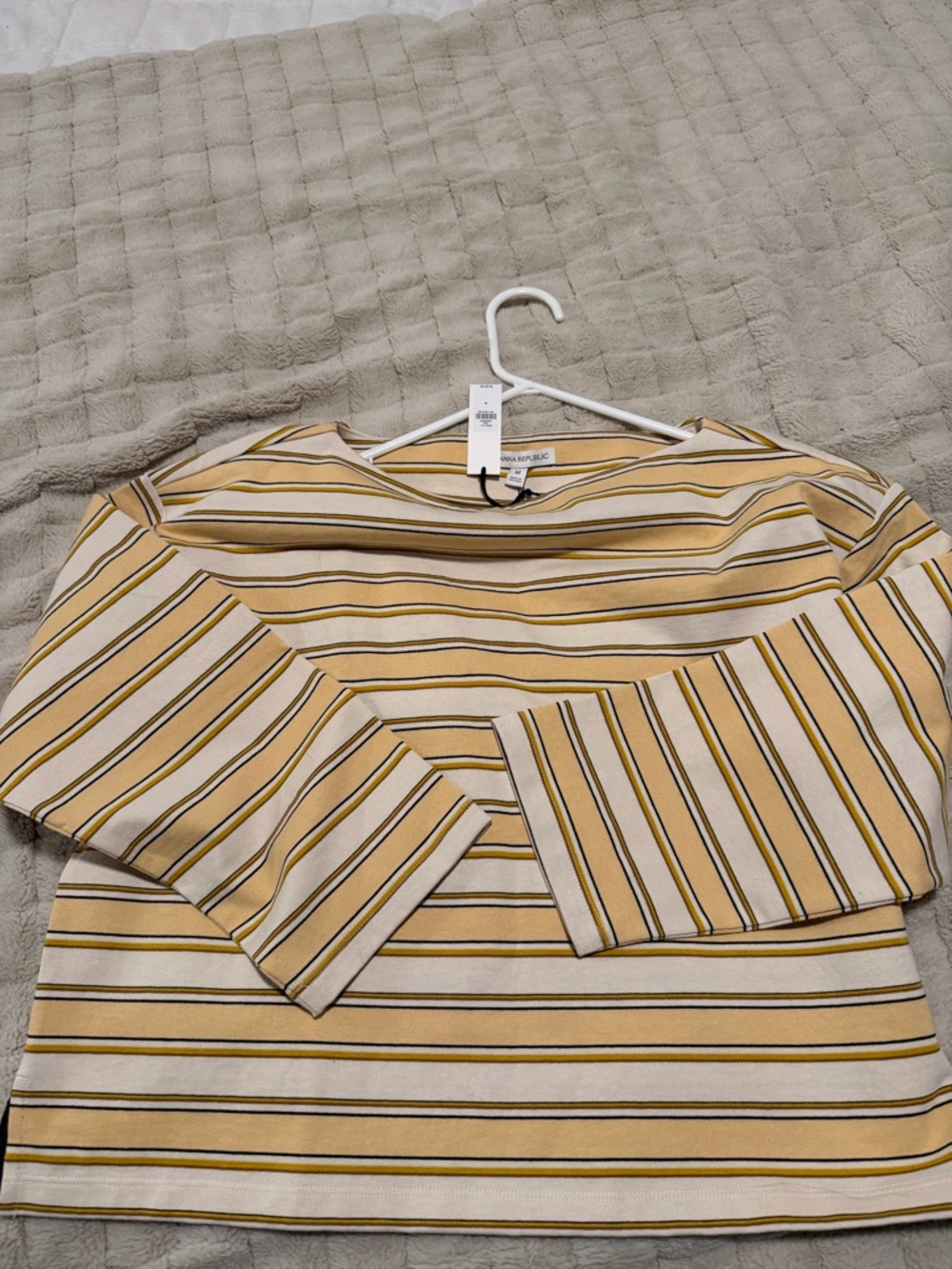 Banana Republic Striped Boatneck Top in Yellow, Cream and Black